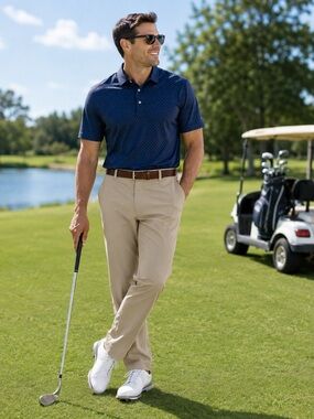 FootJoy Golf Pants Men 34x32 Beige Khaki Performance Stretch Flat Front